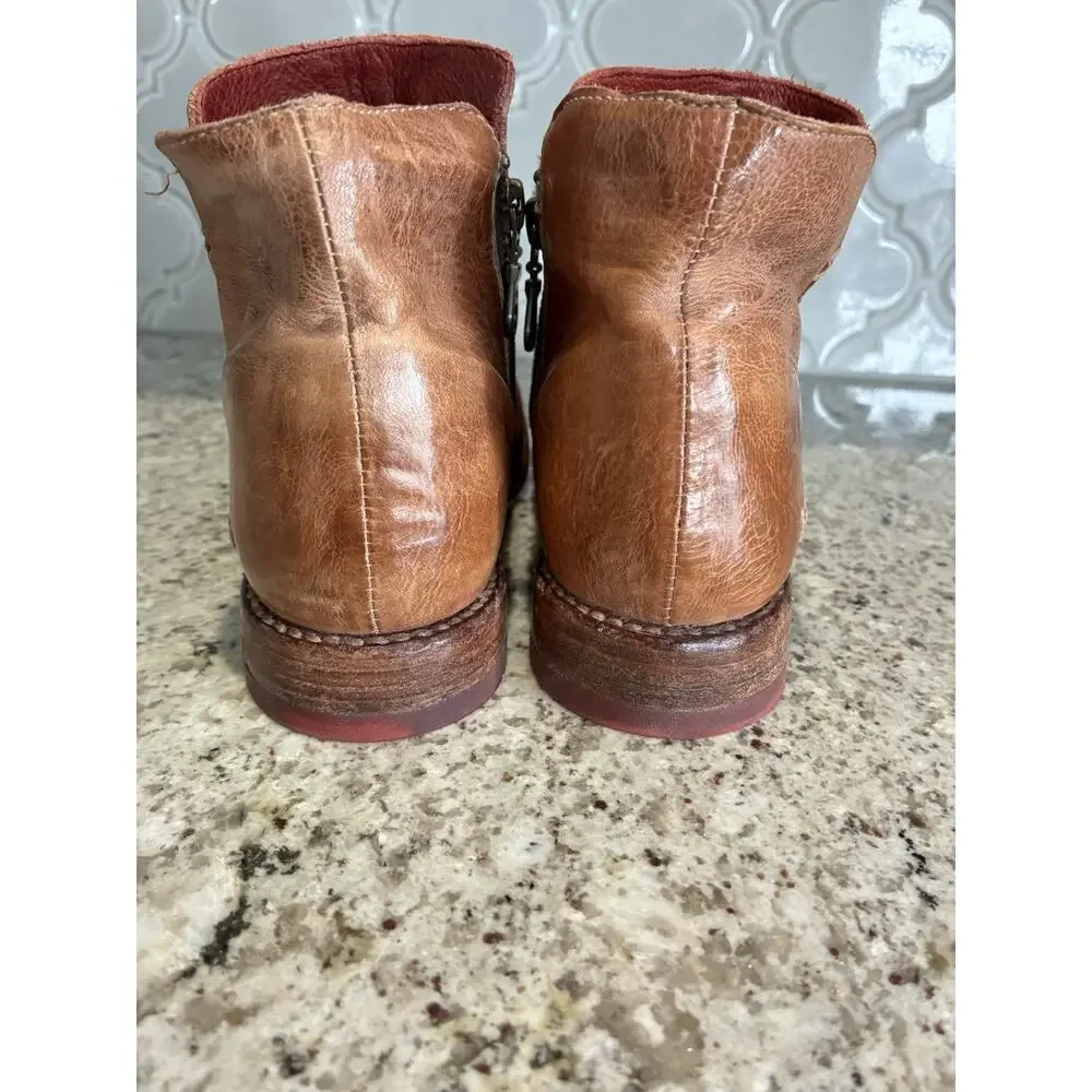 BED|STU Yurisa Leather Booties Tan Rustic 1175 Women's Size 8